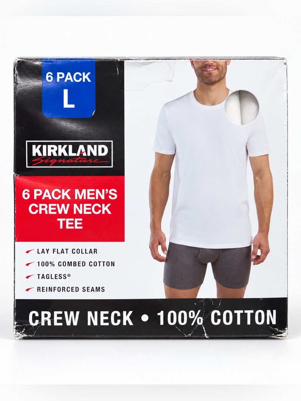 Kirkland Signature Men's Crew Neck Tee, 6-pack Size L NEW